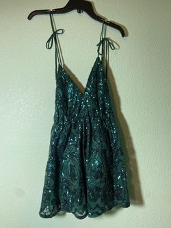 Lucy In The Sky Green Size 12 Prom Floor Length Plus Size A-line Dress on Queenly