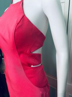 La Femme Pink Size 8 Jersey Train Black Tie Side Slit Straight Dress on Queenly