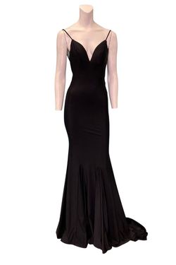 Style 2100A Sophia Thomas Black Size 00 Spaghetti Strap Tall Height Mermaid Dress on Queenly