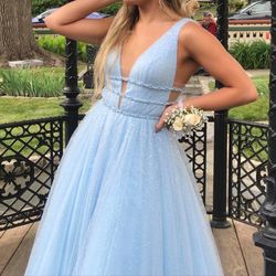 Sherri Hill Blue Size 4 Sequined Sequin Jewelled Prom Ball gown on Queenly