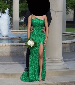 Sherri Hill Green Size 0 Pageant Prom Side slit Dress on Queenly