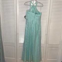 Wtoo Light Green Size 16 Prom Military Padded Halter Straight Dress on Queenly