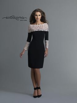 Style 99619 Saboroma Black Size 4 Tall Height Cocktail Dress on Queenly