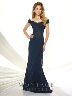 Style 116937 Montage Blue Size 20 116937 Tulle Floor Length Lace Tall Height Mermaid Dress on Queenly