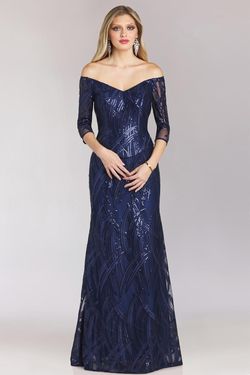 Style 18528 Feriani Blue Size 16 Tall Height Navy Floor Length Straight Dress on Queenly