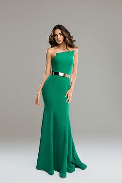 Style 489 Nicole Bakti Green Size 12 Tall Height Floor Length Plus Size Mermaid Dress on Queenly