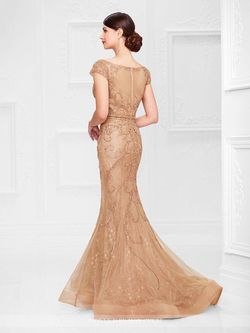 Style 117D66 Mon Cheri Nude Size 10 Tulle Cap Sleeve Mermaid Dress on Queenly