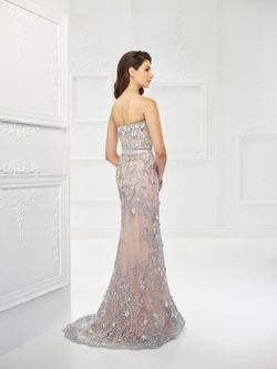 Style 118961 Montage Silver Size 14 Satin Tulle Floor Length Strapless Straight Dress on Queenly