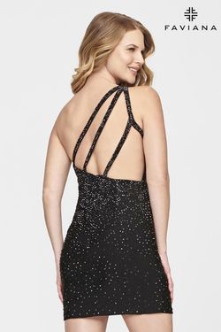Style S10700 Faviana Black Size 12 Midi Cocktail Dress on Queenly