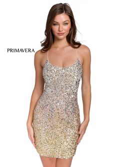 Style 3833 Primavera Gold Size 00 Mini Tall Height Euphoria Cocktail Dress on Queenly