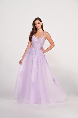 Style EW34098 Ellie WIlde Purple Size 14 Tall Height Black Tie Tulle Lace Ball gown on Queenly