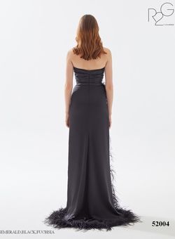 Style 52004 Tarik Ediz Black Tie Size 8 Floor Length Pageant Side slit Dress on Queenly