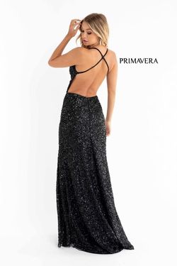 Style 3291 Primavera Black Size 4 Floor Length Side slit Dress on Queenly