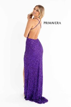 Style 3291 Primavera Purple Size 10 Black Tie Tall Height Side slit Dress on Queenly