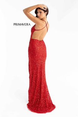 Style 3291 Primavera Red Size 0 Floor Length Black Tie Side slit Dress on Queenly
