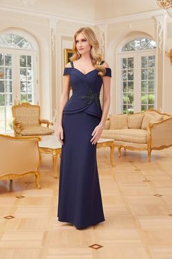 Style 72711 Mori Lee Blue Size 16 Floor Length Pageant Sequin Straight Dress on Queenly