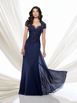 Style 115974 Montage Blue Size 8 Train Keyhole Navy Straight Dress on Queenly