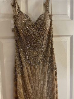 Sherri Hill Gold Size 6 Black Tie Prom Free Shipping Straight Dress on Queenly
