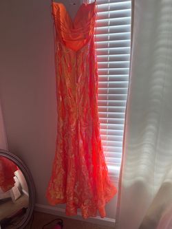 Jovani Orange Size 8 Floor Length Prom Straight Dress on Queenly