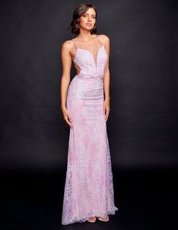 Style 8216 Nina Canacci Purple Size 2 Floor Length Pageant Straight Dress on Queenly