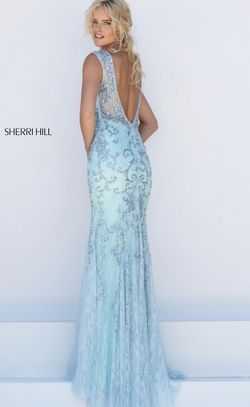 Sherri Hill Blue Size 12 Black Tie Mermaid Dress on Queenly