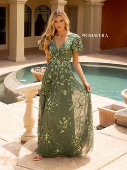 Style 12013 Primavera Couture Green Size 12 Tall Height Sequin Straight Dress on Queenly