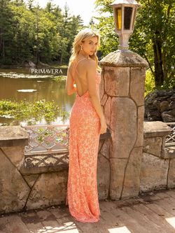 Style 3938 Primavera Couture Orange Size 2 Coral Tall Height Side slit Dress on Queenly