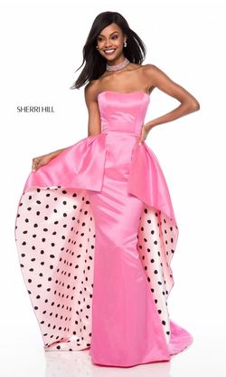 Sherri Hill Pink Size 10 Pageant Train Polka Dots Print Straight Dress on Queenly