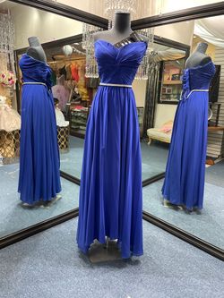 Cinderella Divine Blue Size 20 Black Tie Military Prom Free Shipping Straight Dress on Queenly