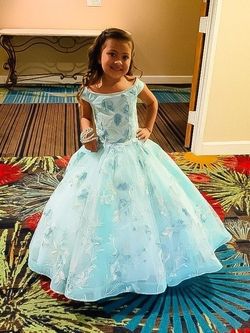 Tiffany Designs Blue Size 0 Cupcake Floor Length Girls Size Ball gown on Queenly