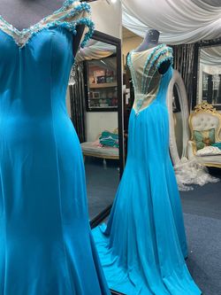 Cinderella Divine Blue Size 8 Black Tie Mermaid Dress on Queenly