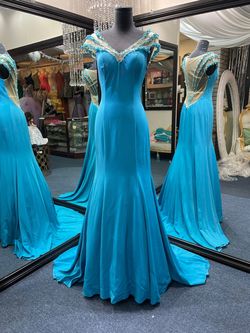Cinderella Divine Blue Size 8 Black Tie Mermaid Dress on Queenly