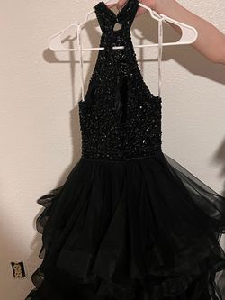 Sherri Hill Black Size 0 Floor Length Pageant Halter High Neck Ball gown on Queenly