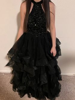 Sherri Hill Black Size 0 Tulle 50 Off Halter Ball gown on Queenly