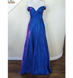 Style -1 Maniju Blue Size 10 Polyester Jewelled Pageant Shiny Ball gown on Queenly