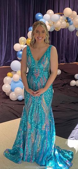 Jovani Blue Size 6 Pageant Floor Length Mermaid Dress on Queenly