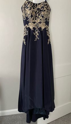 Betsy and Adam Blue Size 4 Black Tie Floor Length Pageant Ball gown on Queenly
