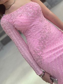 Primavera Pink Size 6 Black Tie Floor Length Side slit Dress on Queenly