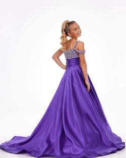 Ashley Lauren Purple Girls Size Plus Size Short Height Train Dress on Queenly