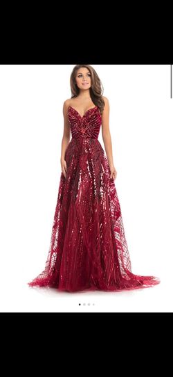 Johnathan Kayne Red Size 4 Floor Length Train Dress on Queenly
