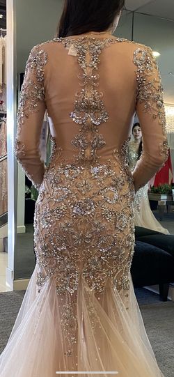 Jovani Nude Size 0 Prom Mermaid Dress on Queenly
