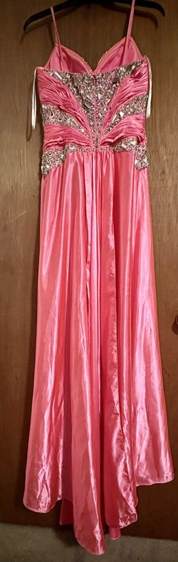 Jasz Couture Pink Size 6 Jewelled Black Tie Side Slit Train Dress on Queenly