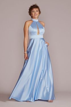 David's Bridal Blue Size 4 Sheer 50 Off Ball gown on Queenly