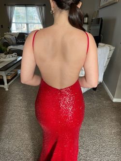La Femme Red Size 2 Floor Length 50 Off Short Height Black Tie Side slit Dress on Queenly