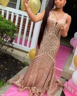 Gianni Bini Rose Gold Size 4 Floor Length Train Dress on Queenly
