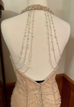 Jovani Nude Size 6 Sequin Jewelled Straight Dress on Queenly