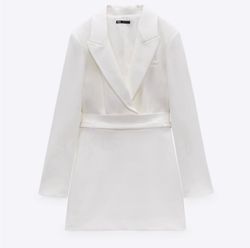 Zara White Size 8 Midi Bridal Shower Interview Cocktail Dress on Queenly