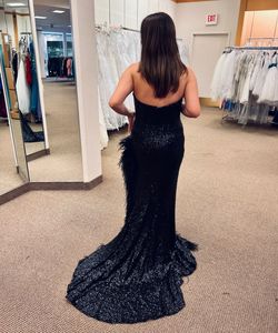 Jovani Black Tie Size 10 Floor Length Side slit Dress on Queenly