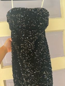 Berlinova Black Size 8 Sequin Sequined Floor Length Side slit Dress on Queenly