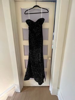 Berlinova Black Size 8 Sequin Sequined Floor Length Side slit Dress on Queenly